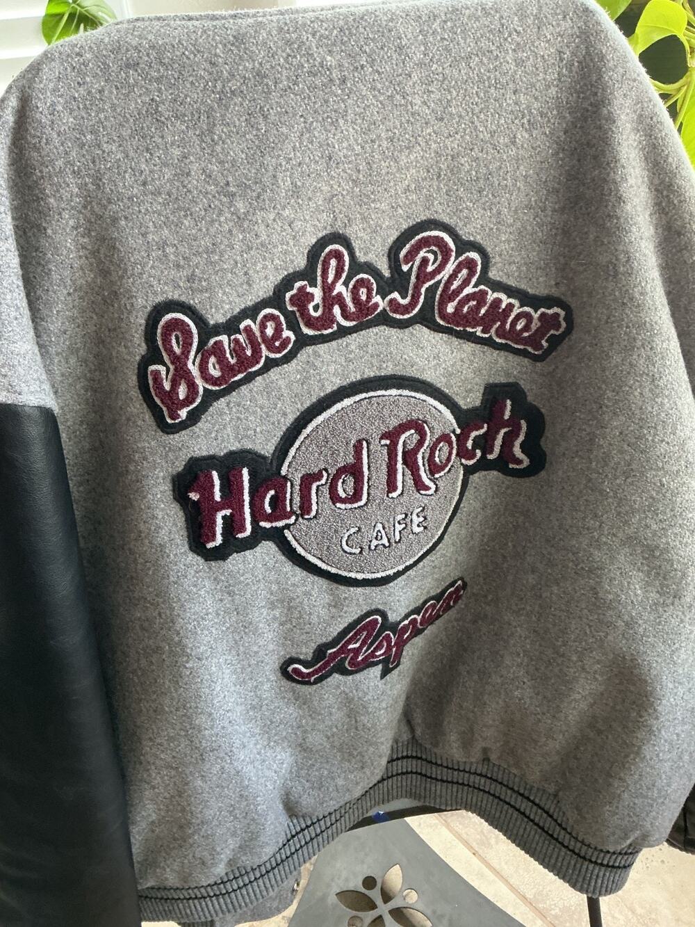 Vintage 90s Hard Rock Cafe Aspen Varsity Jacket Wool Leather Save The Planet XL